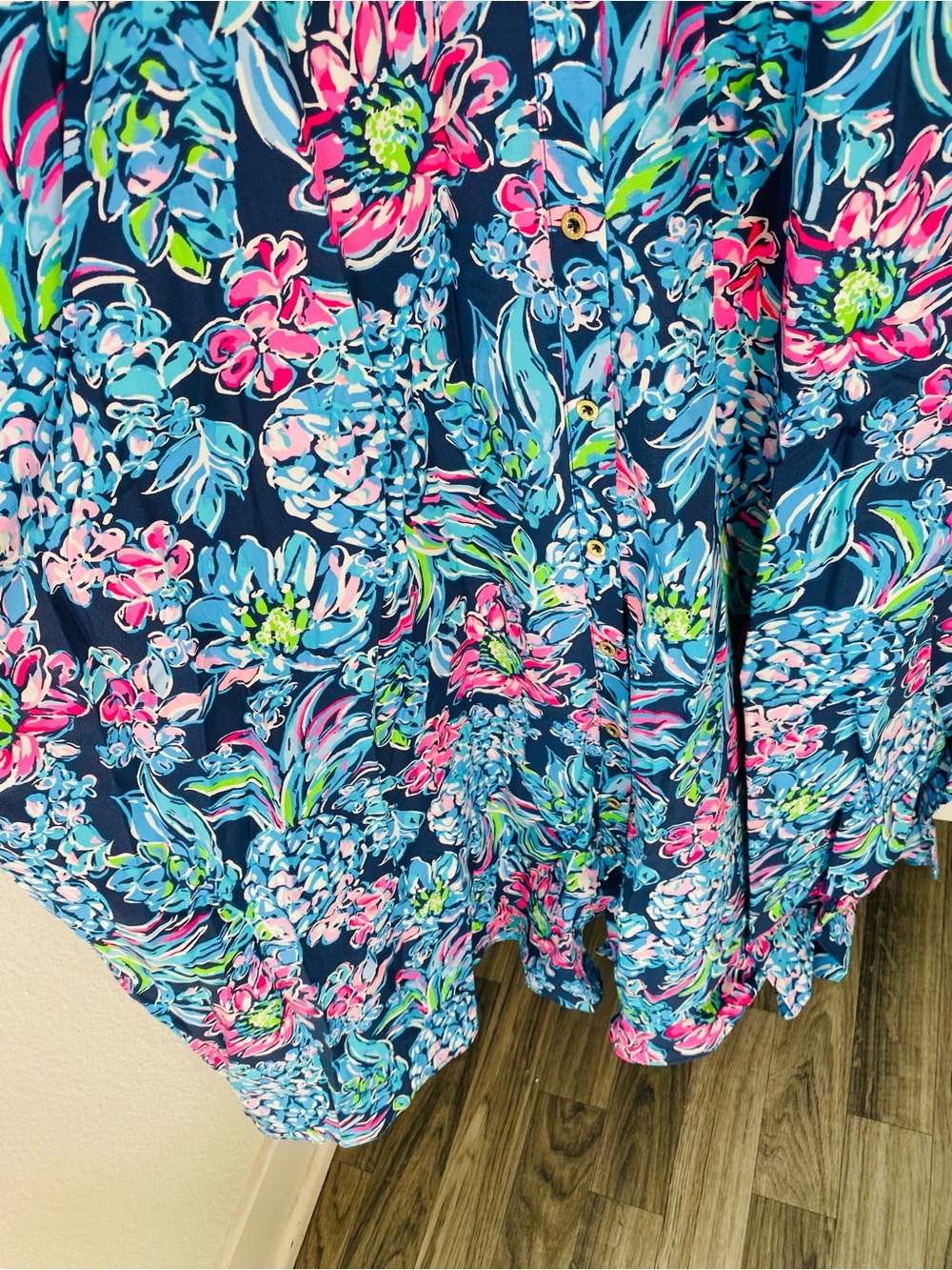 Lilly Pulitzer Mira stretch shirt dress high tide navy pineapple paradise 10 - Picture 3 of 8
